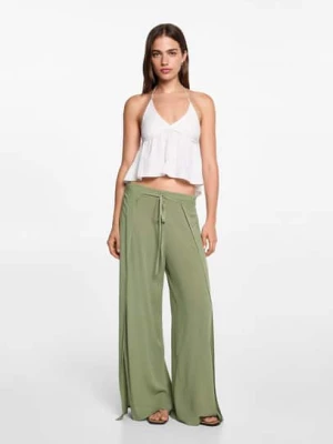 MANGO TEEN - Spodnie palazzo z rozcięciami khaki - XS - Dziewczyna