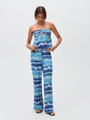 MANGO TEEN - Spodnie z nadrukiem tye-dye niebieski - - Dziewczyna