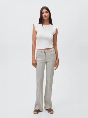 MANGO TEEN - Dżinsy z niskim stanem i szwami szary denim - - Dziewczyna