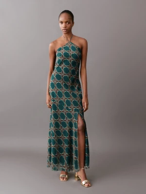 Sukienka z dekoltem halter i nadrukiem ciemnoniebieski - Dziewczyna - - MANGO TEEN