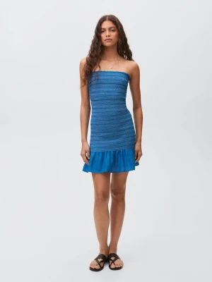 MANGO TEEN - Sukienka z haftowaną falbanką electric blue - - Dziewczyna