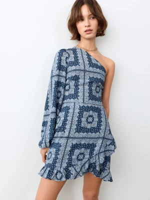 Sukienka z nadrukiem i wycięciami granatowy - Dziewczyna - - MANGO TEEN