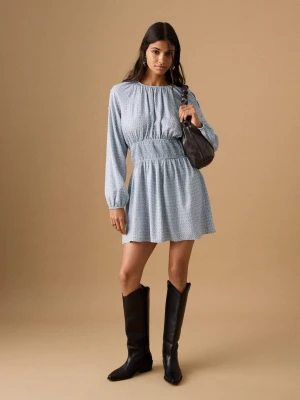 Sukienka z nadrukiem i wycięciami z lureksu błękitny - Dziewczyna - - MANGO TEEN