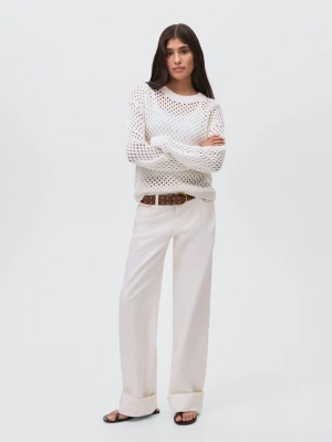 MANGO TEEN - Sweter ażurowa dzianina złamana biel - - Dziewczyna