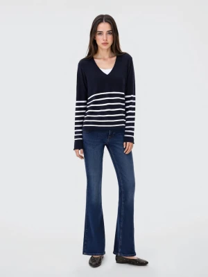 MANGO TEEN - Sweter dzianinowy w paski granatowy - - Dziewczyna