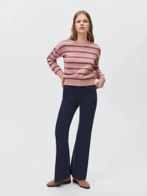 MANGO TEEN - Sweter dzianinowy w paski pastelowy róż - - Dziewczyna