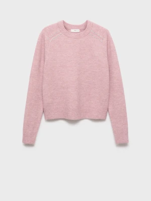 MANGO TEEN - Sweter dzianinowy z dżetami pastelowy róż - - Dziewczyna