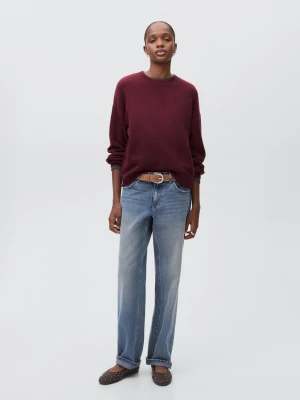 MANGO TEEN - Sweter wełniana dzianina burgund - - Dziewczyna
