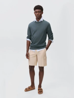 MANGO TEEN - Sweter z bawełnianej dzianiny ciemnoniebieski - - Chłopak
