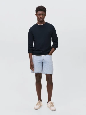 MANGO TEEN - Sweter z bawełnianej dzianiny granatowy - - Chłopak