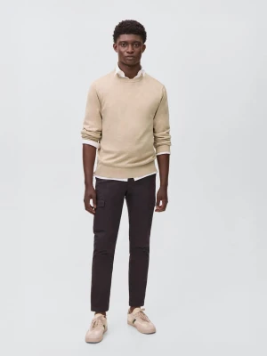 MANGO TEEN - Sweter z bawełnianej dzianiny piaskowy - - Chłopak