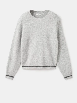 MANGO TEEN - Sweter z dzianiny z haftem jasnoszary - - Dziewczyna