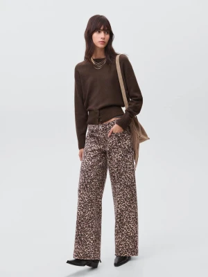 MANGO TEEN - Sweter z dzianiny z ozdobnymi guzikami brązowy - - Dziewczyna