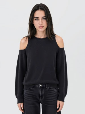 MANGO TEEN - Sweter z wycięciami na rękawach antracytowy - - Dziewczyna