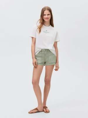 MANGO TEEN - Szorty bawełniane z kieszeniami pastelowa zieleń - - Dziewczyna