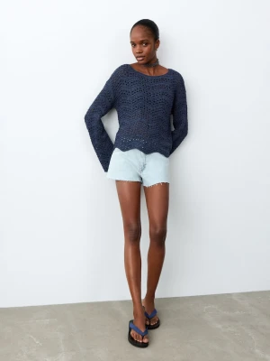 Szorty z wysokim stanem i postrzępionym dołem jasnoniebieski - Dziewczyna - - MANGO TEEN