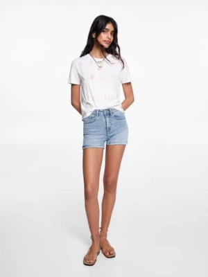 MANGO TEEN - Szorty dżinsowe slim fit średni niebieski - - Dziewczyna