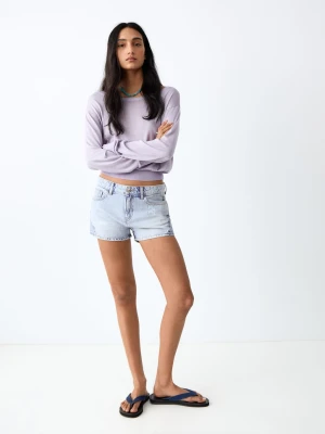 Luźne szorty z kontrastowym bokiem jasnoniebieski - Dziewczyna - - MANGO TEEN