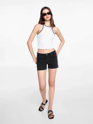 MANGO TEEN - Szorty dżinsowe ze średnim stanem black denim - - Dziewczyna