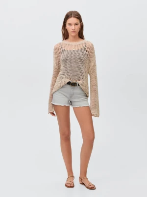 MANGO TEEN - Szorty dżinsowe z postrzępionym dołem szary denim - - Dziewczyna