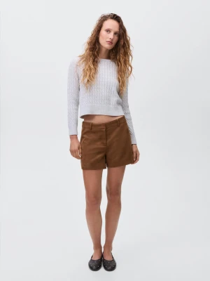 MANGO TEEN - Szorty z efektem zamszu średni brązowy - - Dziewczyna