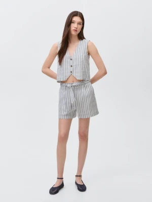 MANGO TEEN - Spodenki bawełniane w paski złamana biel - - Dziewczyna