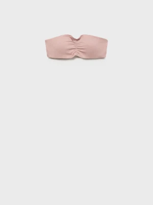 MANGO TEEN - Top bandeau z marszczeniem cielisty - - Dziewczyna