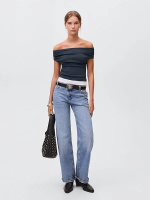 MANGO TEEN - Top off shoulder granatowy - - Dziewczyna