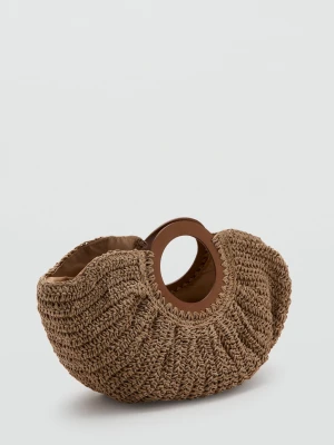 Torebka do ręki z naturalnych włókien brązowy - Dziewczyna - Rozmiar uniwersalny - MANGO TEEN