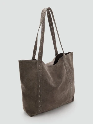 MANGO TEEN - Torebka tote z zamszu szary - Rozmiar uniwersalny - Dziewczyna