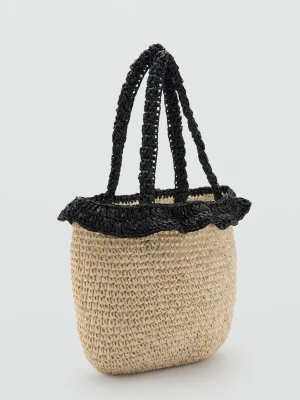 Torebka worek z naturalnych włókien czarny - Dziewczyna - Rozmiar uniwersalny - MANGO TEEN