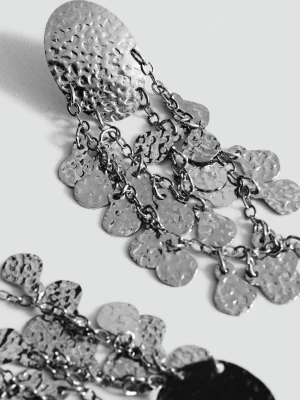 MANGO TEEN - Wiszące kolczyki z koralikami srebrny - Rozmiar uniwersalny - Dziewczyna