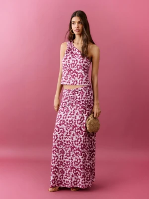 Wzorzysta spódnica z marszczoną talią różowy - Dziewczyna - - MANGO TEEN