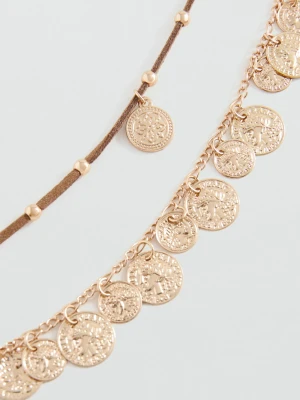 MANGO TEEN - Zestaw 2 naszyjników brązowy - Rozmiar uniwersalny - Dziewczyna