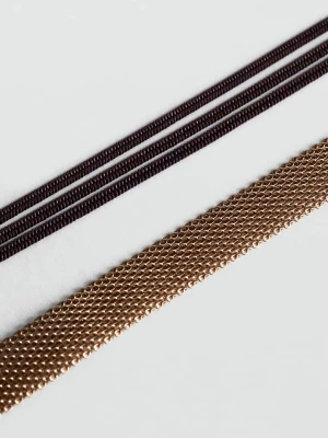 MANGO TEEN - Zestaw 2 naszyjników choker złoty - Rozmiar uniwersalny - Dziewczyna