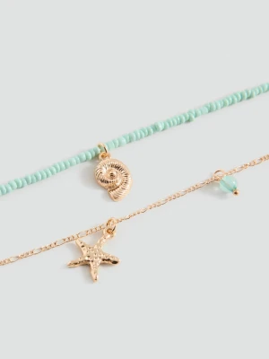 MANGO TEEN - Zestaw 2 naszyjników niebieski - Rozmiar uniwersalny - Dziewczyna