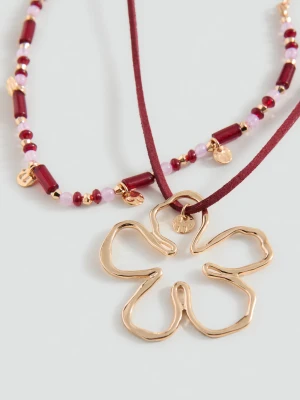 MANGO TEEN - Zestaw 2 naszyjników różowy - Rozmiar uniwersalny - Dziewczyna