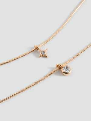 MANGO TEEN - Zestaw 2 naszyjników z kamyczkami złoty - Rozmiar uniwersalny - Dziewczyna