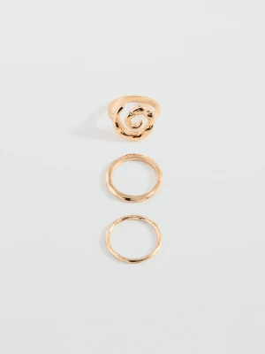 MANGO TEEN - Zestaw 3 pierścionków złoty - Rozmiar uniwersalny - Dziewczyna