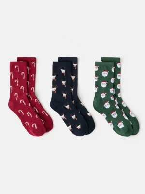 MANGO TEEN - Zestaw 3 skarpetek bożonarodzeniowych granatowy - Rozmiar uniwersalny - Chłopak