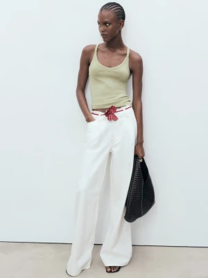 Zdjęcie produktu MANGO - Top bawełniany na ramiączkach khaki - - Kobieta