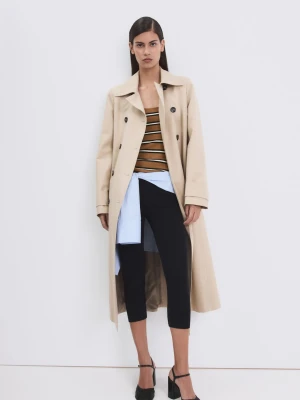 MANGO - Top dzianinowy w paski karmelowy brąz - - Kobieta