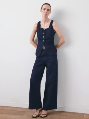 MANGO - Top dżinsowy z guzikami niebieski - - Kobieta