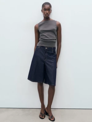 MANGO - Top na ramiączkach z dekoltem w łódkę kremowy / écru - - Kobieta