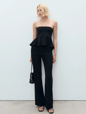 Zdjęcie produktu MANGO - Top z baskinką bez ramiączek czarny - - Kobieta