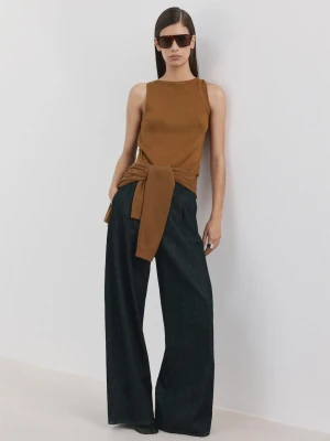 MANGO - Top z cienkiej dzianiny karmelowy brąz - - Kobieta