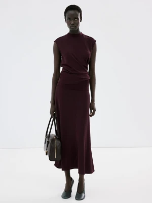 MANGO - Top z cienkiej dzianiny z półgolfem winny - - Kobieta