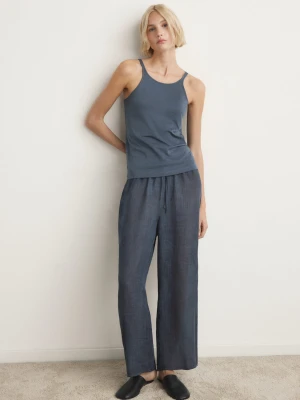 Top z cienkimi ramiączkami z bawełny niebieski indygo  - Kobieta - - MANGO