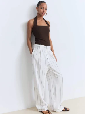 MANGO - Top z dekoltem halter brązowy - - Kobieta