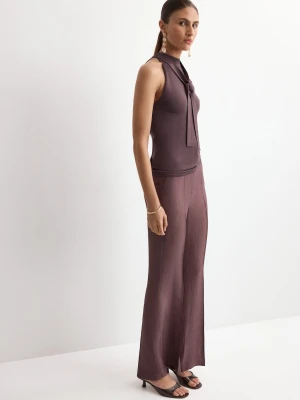 Top z dzianiny z dekoltem halter winny - Kobieta - - MANGO